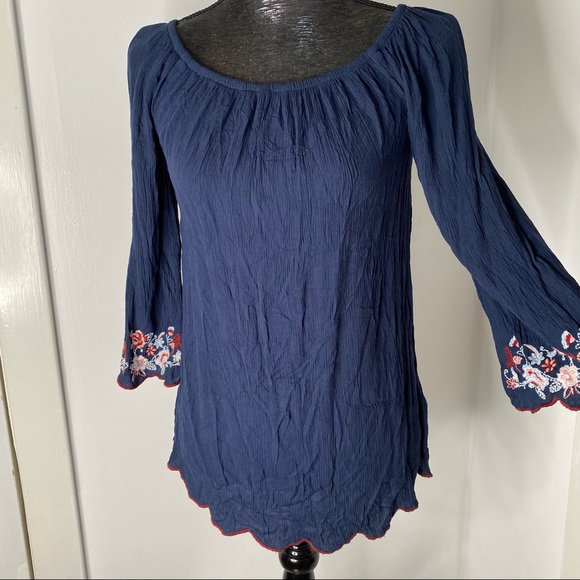 beachlunchlounge Navy Blue Embroidered Coverup Dress - Picture 5 of 13